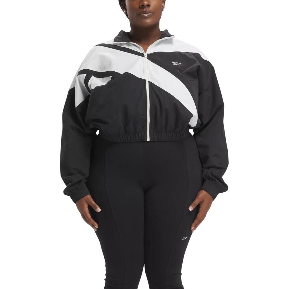 Reebok Women Plus Size Classics Franchise Track Jacket US 2X 18-20W Black White